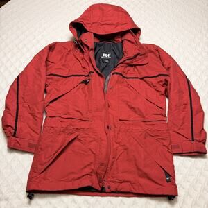 Vintage Helly Hansen Windbreaker Jacket Packable Red Hooded Men Size S HellyTech